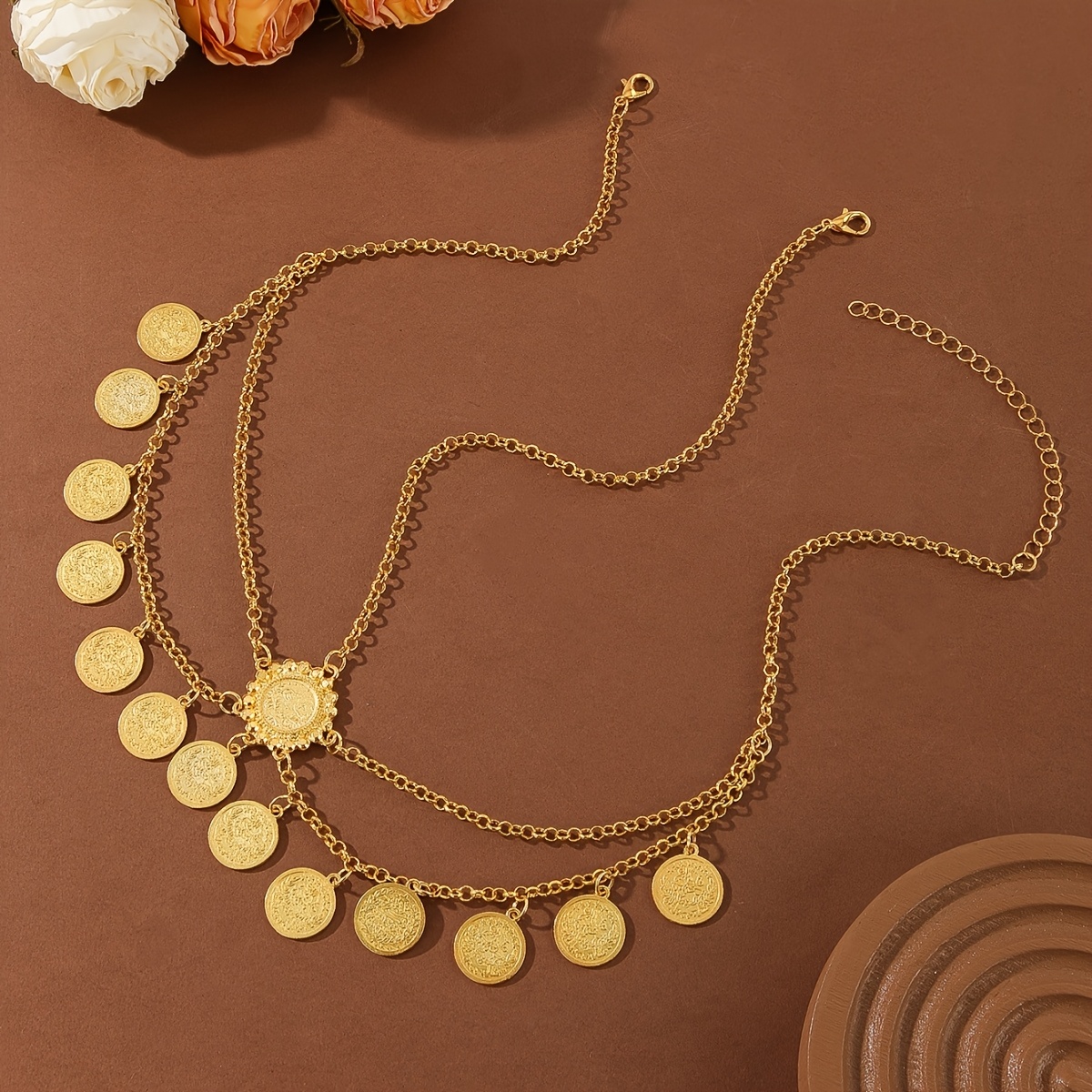 Retro Ethnic-style Golden Round Piece Pendant Headpiece